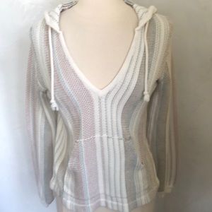 O’Neill ivory Poncho/sweatshirt w/Pink,green & brown stripe design Size Small